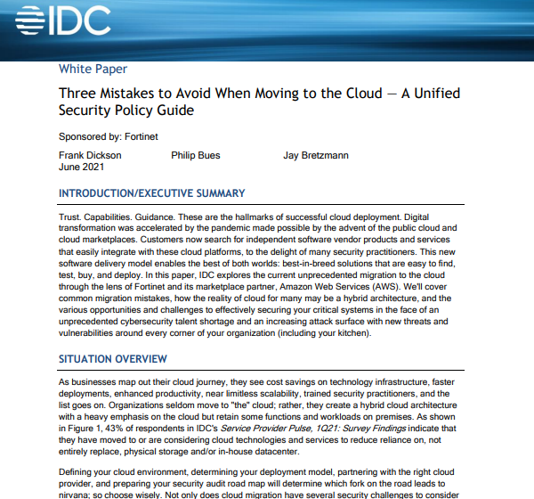  Three Mistakes to Avoid When Moving to the Cloud — A Unified Security Policy Guide