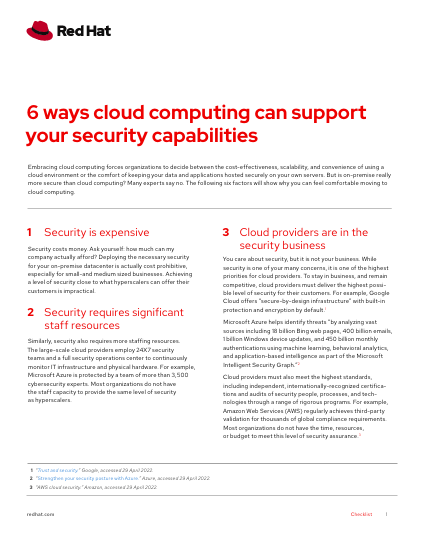  6 ways cloud computing can support your security capabilities