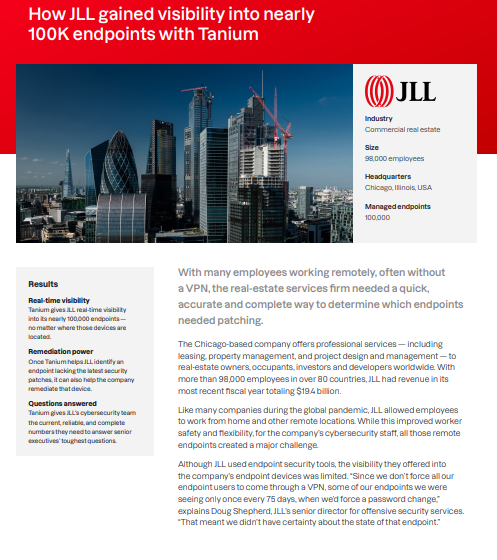  How JLL gained visibility into nearly100K endpoints with Tanium