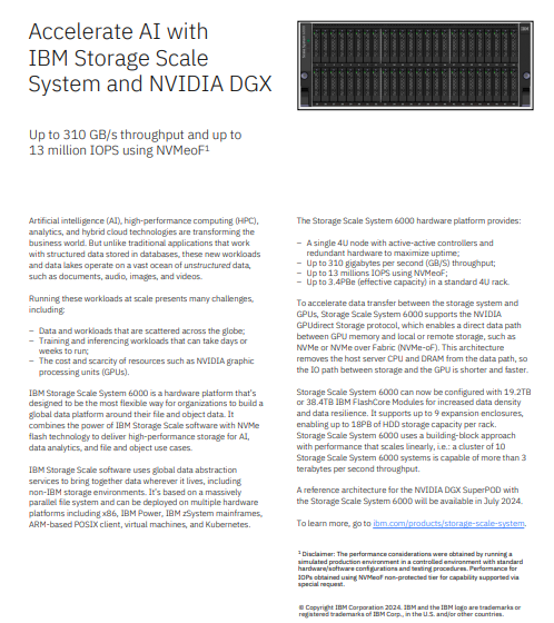  Accelerate AI withIBM Storage ScaleSystem and NVIDIA DGX