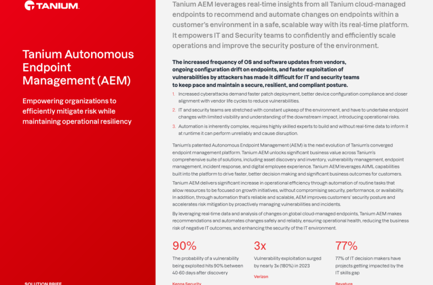  Tanium Autonomous Endpoint Managment (AEM) – AEM Overview