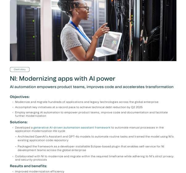  NI: Modernizing apps with AI power