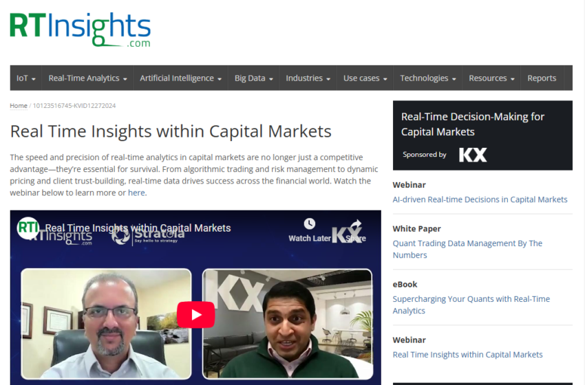  Real-time Insights within Capital Markets webinar