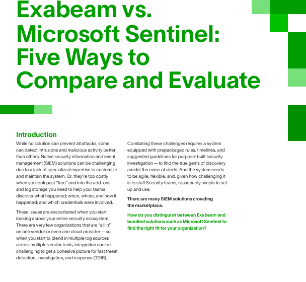  Exabeam vs. Microsoft Sentinel: Five Ways to Compare and Evaluate