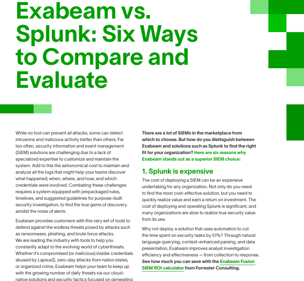  Exabeam vs. Splunk: Six Ways to Compare and Evaluate