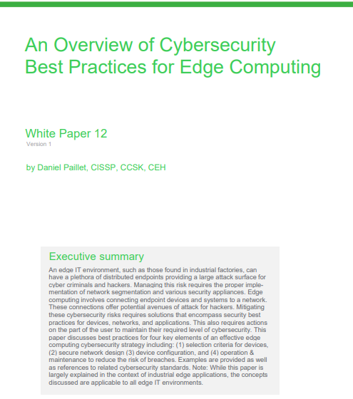  An Overview of Cybersecurity Best Practices for Edge Computing