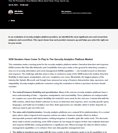  The Forrester Wave: Security Analytics Platforms Q2 2025 1