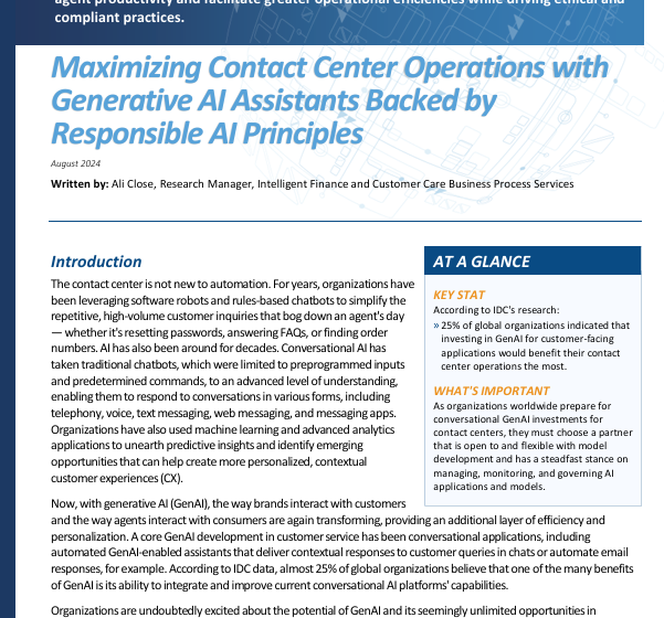  Maximizing Contact Center Operations with Generative AI Assistants Backed by Respon