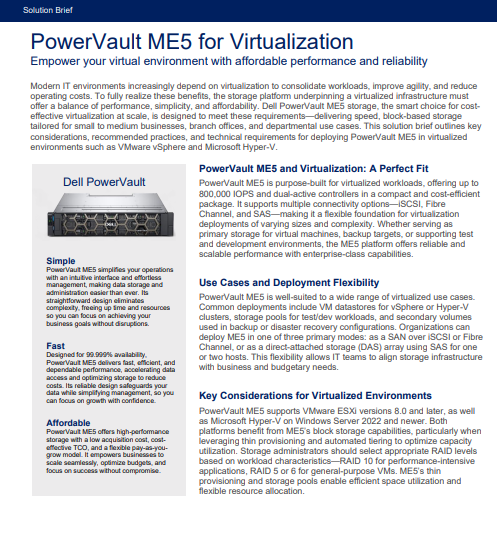  PowerVault ME5 for Virtualization