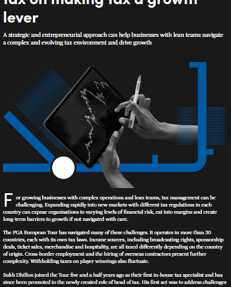  PGA European Tours head of tax on making tax a growth lever