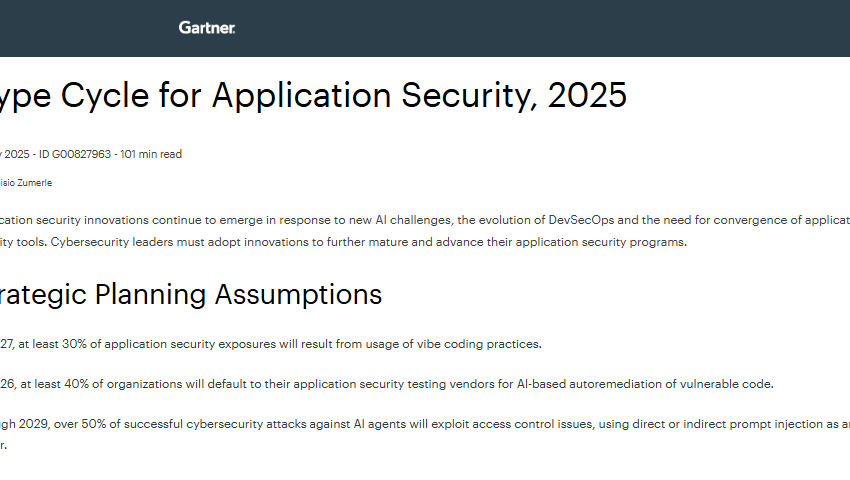  Hype Cycle for Application Security 2025