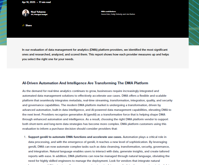  The Forrester Wave: Data Management For Analytics Platforms, Q2 2025