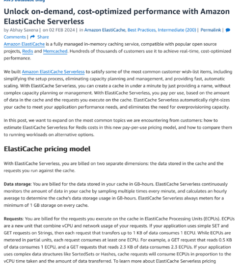  Unlock On-Demand, Cost-Optimized Performance With Amazon Elasticache Serverless