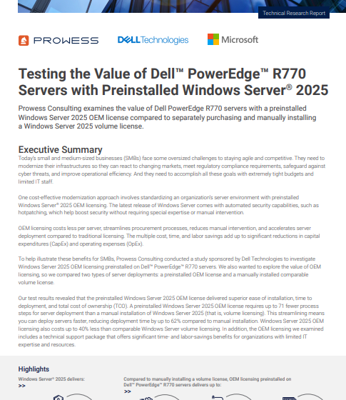  Testing the Value of Dell PowerEdge R770 Servers with Preinstalled Windows Server 2025