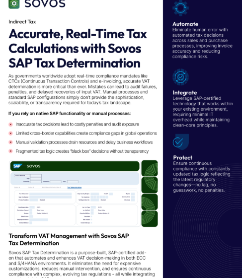  Accurate, Real-Time Tax Calculations with Sovos SAP Tax Determination