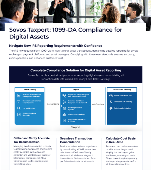  Sovos Taxport: 1099-DA Compliance for Digital Assets