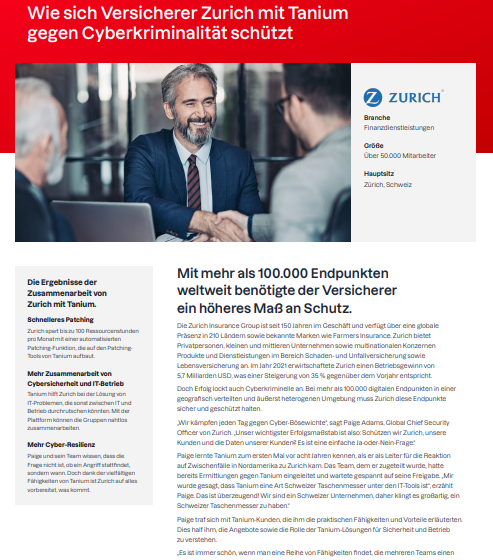  Wie sich Versicherer Zurich mit Tanium gegen Cyberkriminalitat schutzt