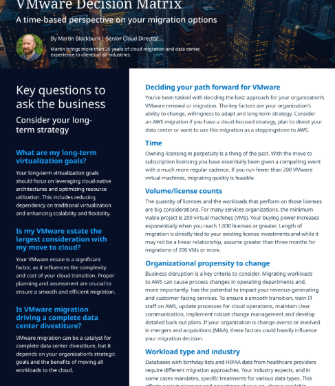  VMware Decision Matrix: A time-based perspective on your migration options 3