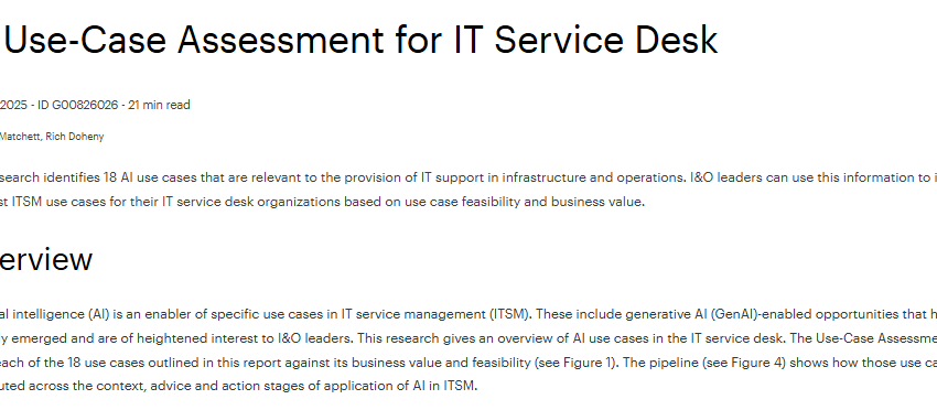  AI Use-Case Assessment for IT Service Desk