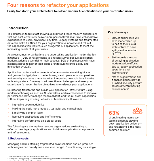  [Position Paper] Four reasons to refactor your applications