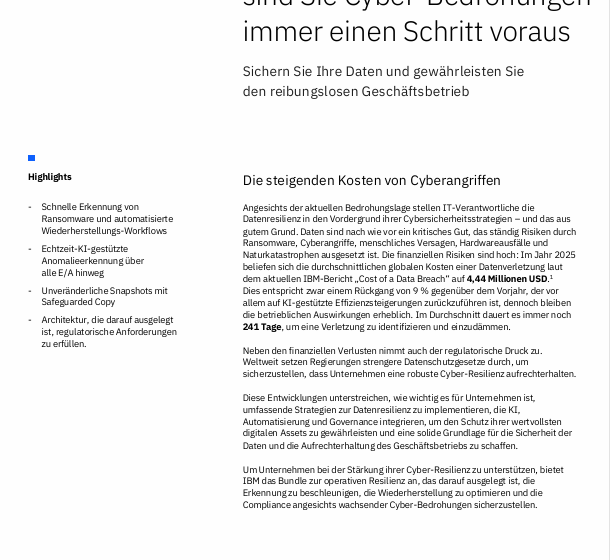  Mit der operativen Resilienz von IBM sind Sie Cyber-Bedrohungen immer einen Schritt voraus