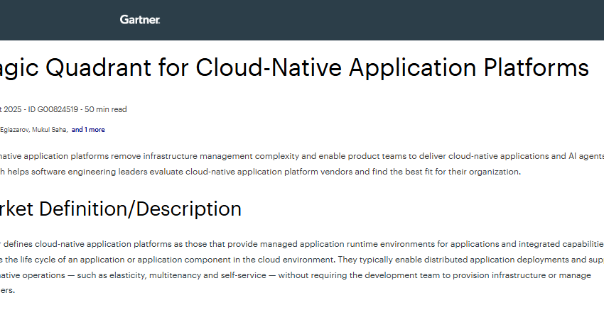  Magic Quadrant for Cloud-Native Application Platforms