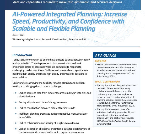  AI-Powered Integrated Planning: Increase Speed, Productivity, and Confidence with Scalable and Flexible Planning