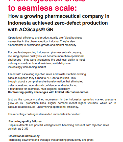  Reducing capsule rejection rates by 96% to enable zero-defect production