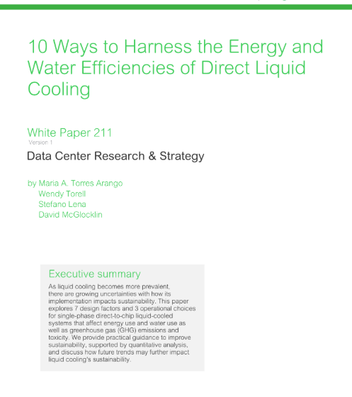  10 Ways to Harness the Energy and Water Efficiencies of Direct Liquid Cooling
