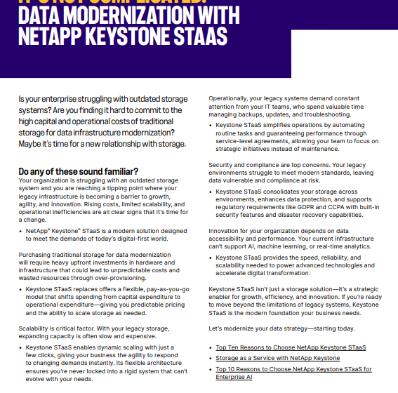  It’s Not Complicated. Data Modernization With Netapp Keystone Staas