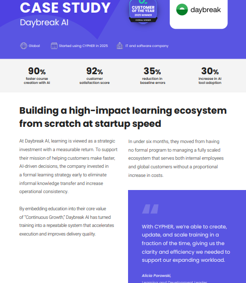  Scaling AI expertise with 90% faster creation Building a high-impact learning ecosystem from scratch at startup speed