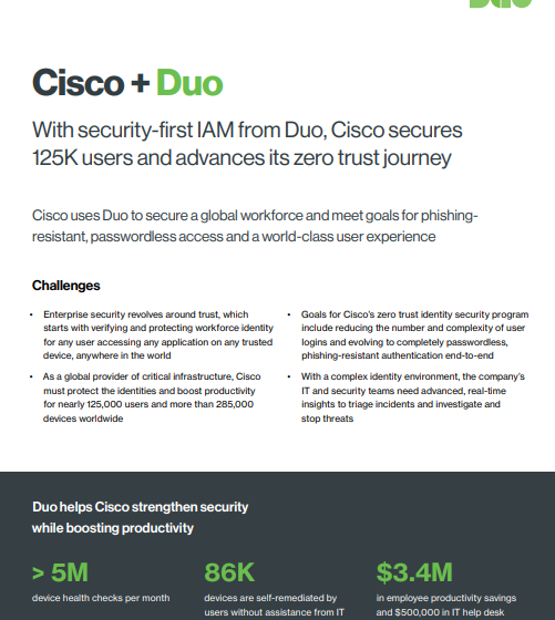 Cisco + Duo: With security-first IAM from Duo, Cisco secures 125