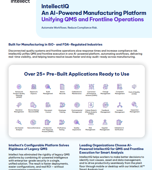  Intellect IQ AN AI-Powered Manufacturing Platform Unifying QM
