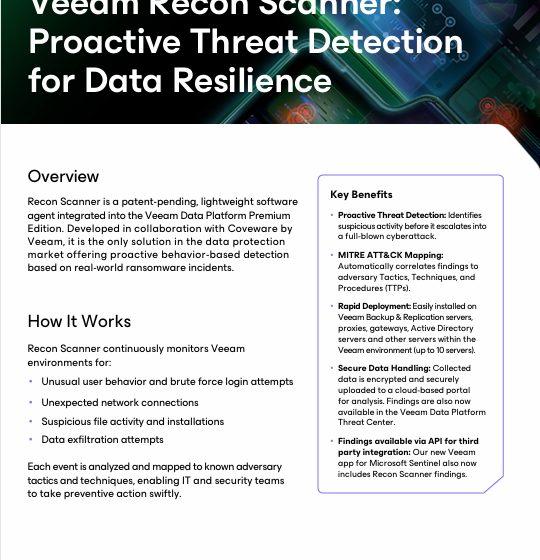 Veeam Recon Scanner: Proactive Threat Detection for Data Resilience