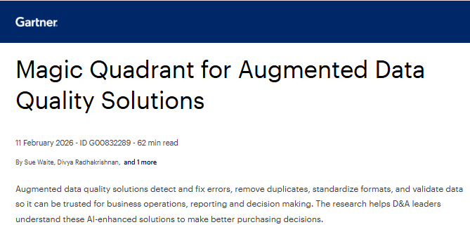  2026 Gartner Magic Quadrant for Augmented Data Quality Solutions