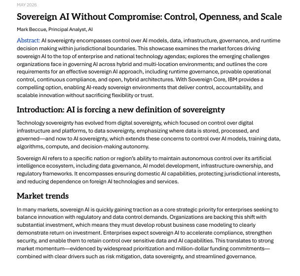  Sovereign AI Without Compromise: Control, Openness, and Scale