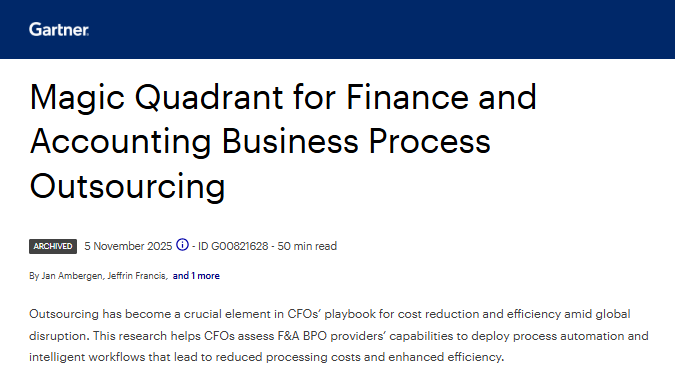  Magic Quadrant for Finance and Accounting Business Process Outsourcing