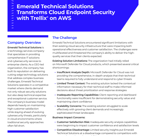  Emerald Technical Solutions Transforms Cloud Endpoint Security with Trellix on AWS