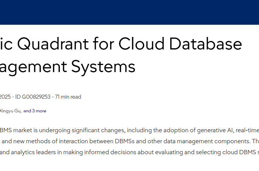  Magic Quadrant for Cloud Database Management Systems