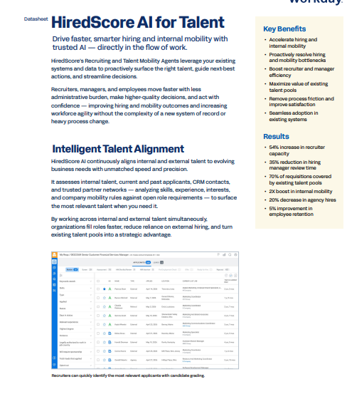  HiredScore AI for Talent Datasheet