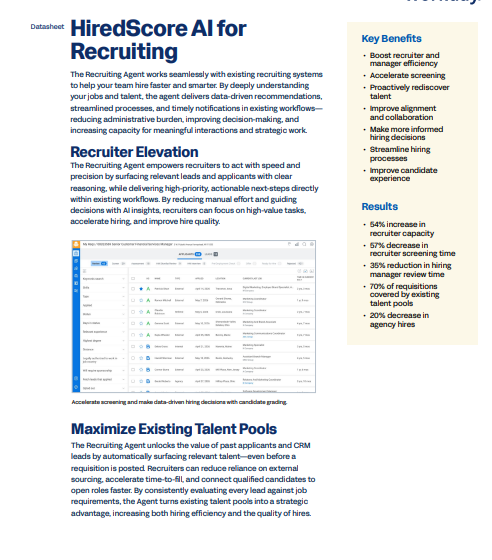  HiredScore AI for Recruiting Datasheet