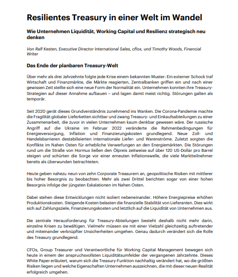  Resilientes Treasury in einer Welt im Wandel