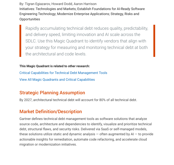  Gartner names Sonar a Magic Quadrant Leader
