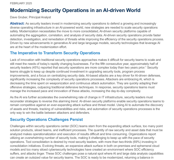  Modernizing Security Operations in an AI-driven World
