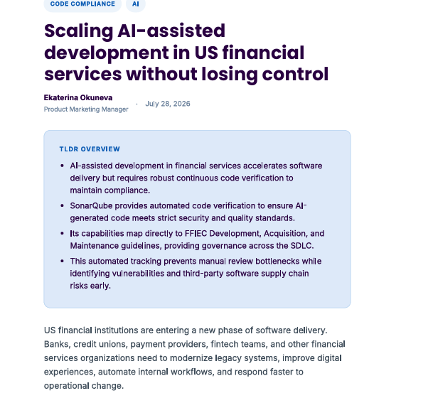  Scaling AI-assisted development in US financial services without losing control