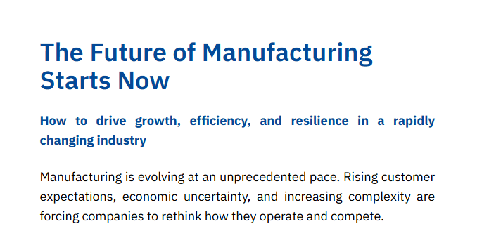  The Future of Manufacturing Starts Now