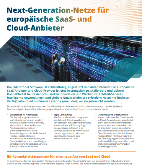  Next-Generation-Netze für europäische SaaS- und Cloud-Anbieter