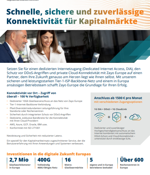  Schnelle, sichere und zuverlässige Konnektivität für Kapitalmärkte