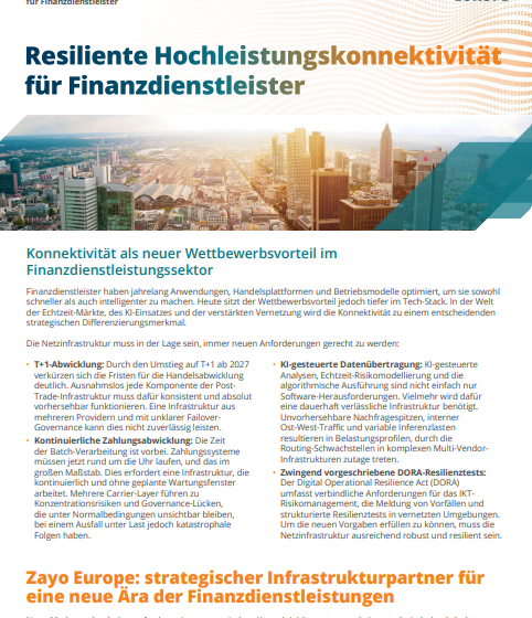  Resiliente Hochleistungskonnektivität für Finanzdienstleister