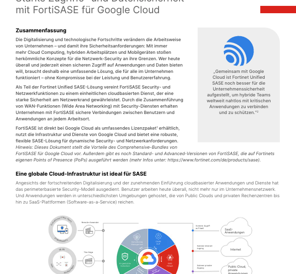  Starke Zugriffs- und Datensicherheit mit FortiSASE für Google Cloud